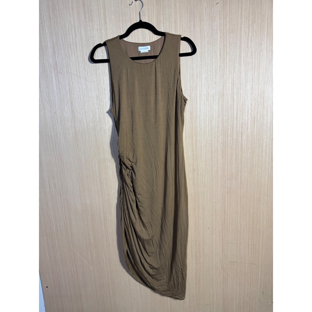 Lovers and Friends Tan Brown Ruched Sleeveless Asymmetrical Midi Dress XL